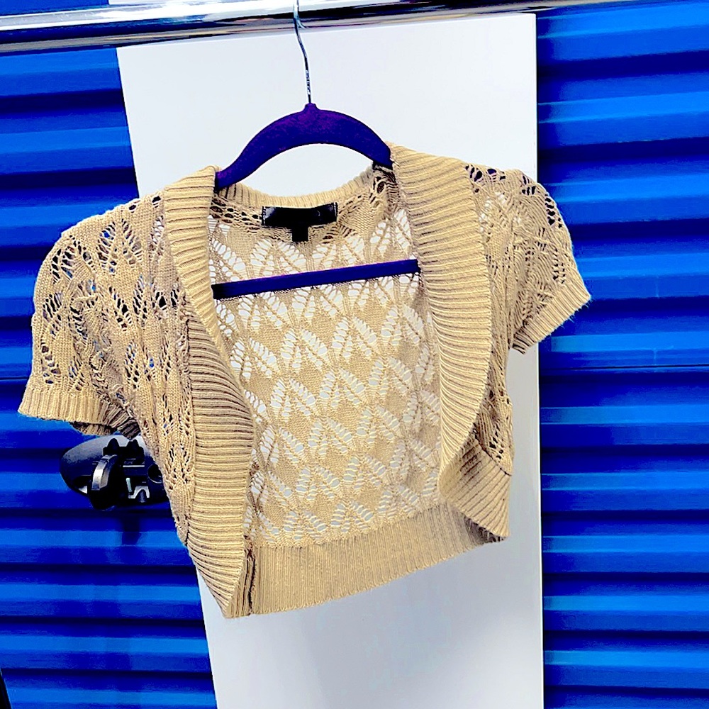 Y2K, Mandee’s Crochet, Caramel, Cropped, Cardigan w/ gentle Collar